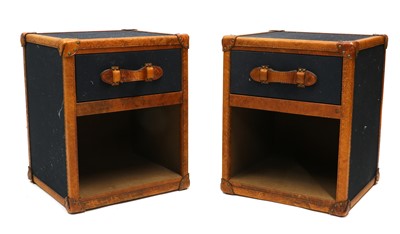 Lot 449 - A pair of Feather & Black leather bedside cabinets