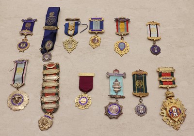 Lot 86 - A collection of cased silver and enamel Masonic and R.A.O.B  medals