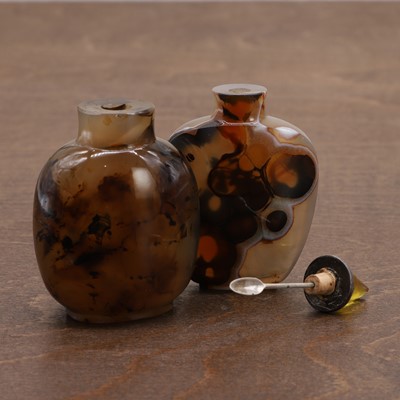 Lot 137 - Two Chinese agate snuff bottles