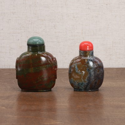 Lot 134 - Two Chinese jasper snuff bottles