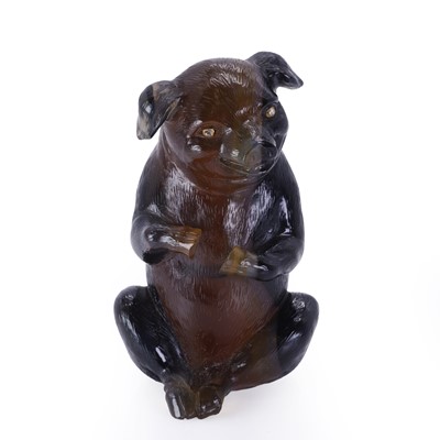 Lot 273 - A hardstone model of a pig, probably by Fabergé, c.1900
