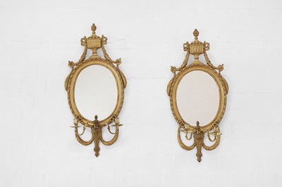 Lot 123 - A pair of Gustavian-style carved giltwood girandoles