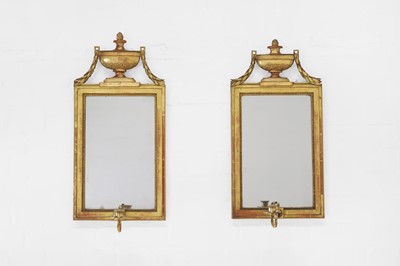 Lot 340 - A pair of Gustavian-style giltwood and gesso girandoles