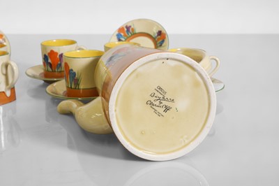 Lot 127 - A Clarice Cliff 'Crocus' tankard coffee set