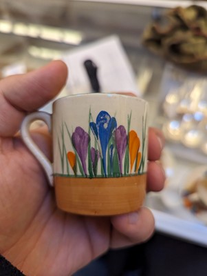 Lot 127 - A Clarice Cliff 'Crocus' tankard coffee set