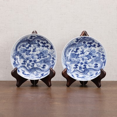 Lot 300 - A pair of Chinese blue and white saucers