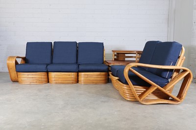 Lot 359 - A bamboo and rattan 'Pretzel' modular sofa