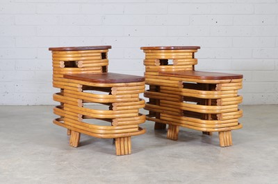 Lot 165 - A pair of bamboo and rattan 'Pretzel' side tables