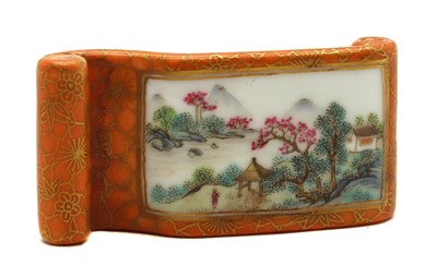 Lot 141 - A Chinese famille rose ink rest