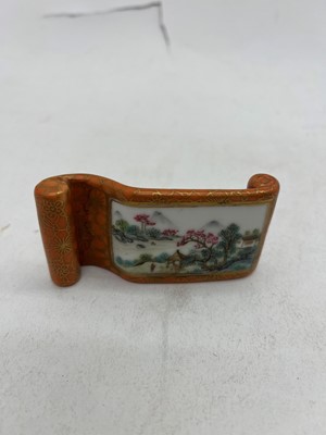 Lot 141 - A Chinese famille rose ink rest