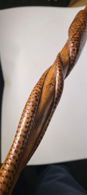 Lot 10 - A Victorian carved beech walking stick