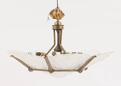 Lot 386 - A French Art Deco hexagonal glass ceiling light