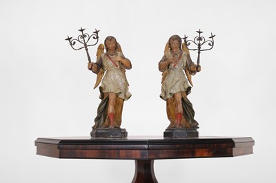 Lot 76 - A pair of Renaissance carved giltwood and polychrome angels