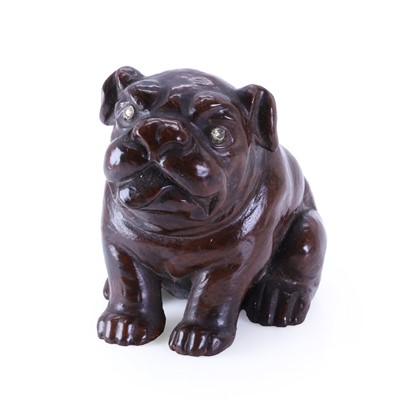 Lot 274 - A hardstone model of a seated Bulldog, probably by Fabergé, c.1900