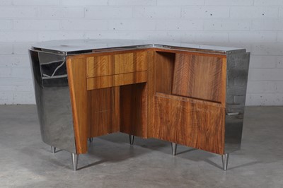 Lot 76 - A French chrome and walnut desk