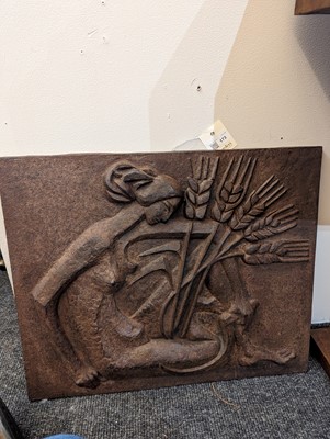 Lot 173 - A French modernist cast iron fireback