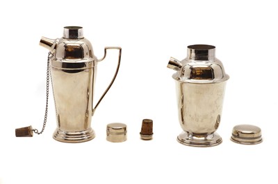Lot 12 - Two silver plated cocktail shakers