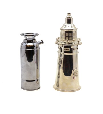 Lot 16 - Two novelty silver plated cocktail shakers
