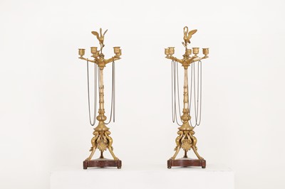 Lot 380 - A pair of Napoleon III Empire-style gilt-bronze and marble candelabra