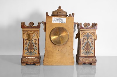 Lot 98 - A Doulton Lambeth clock garniture