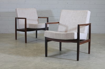 Lot 360 - A pair of Brazilian rosewood armchairs