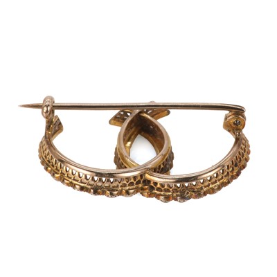 Lot 7 - An Edwardian gold split pearl double crescent brooch, by Murrle Bennett & Co.