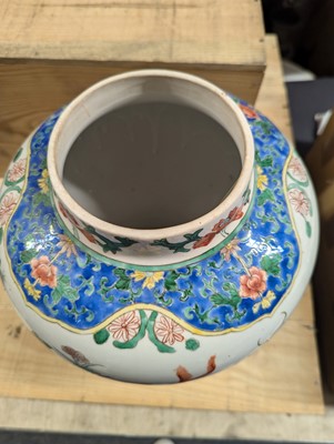 Lot 175 - A pair of Chinese famille verte vases and covers