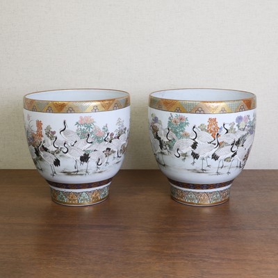 Lot 203 - A pair of Japanese Kutani vases