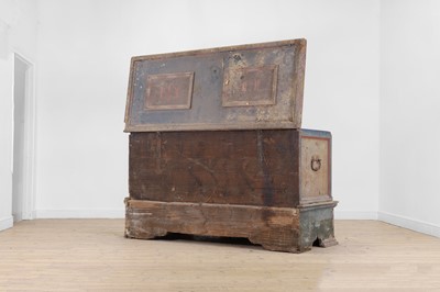 Lot 1 - A painted pine marriage chest