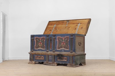 Lot 1 - A painted pine marriage chest
