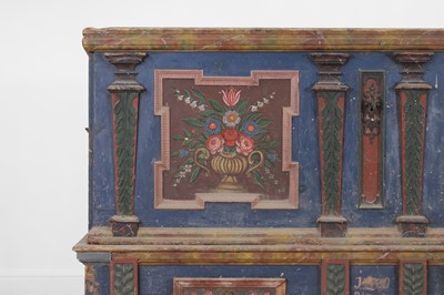 Lot 1 - A painted pine marriage chest