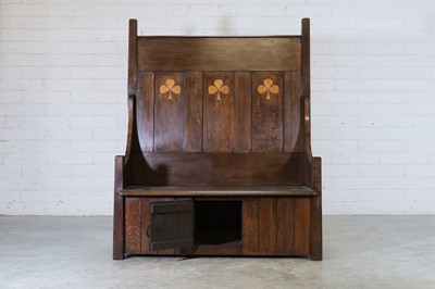 Lot 92 - A Liberty & Co. inlaid oak hall settle