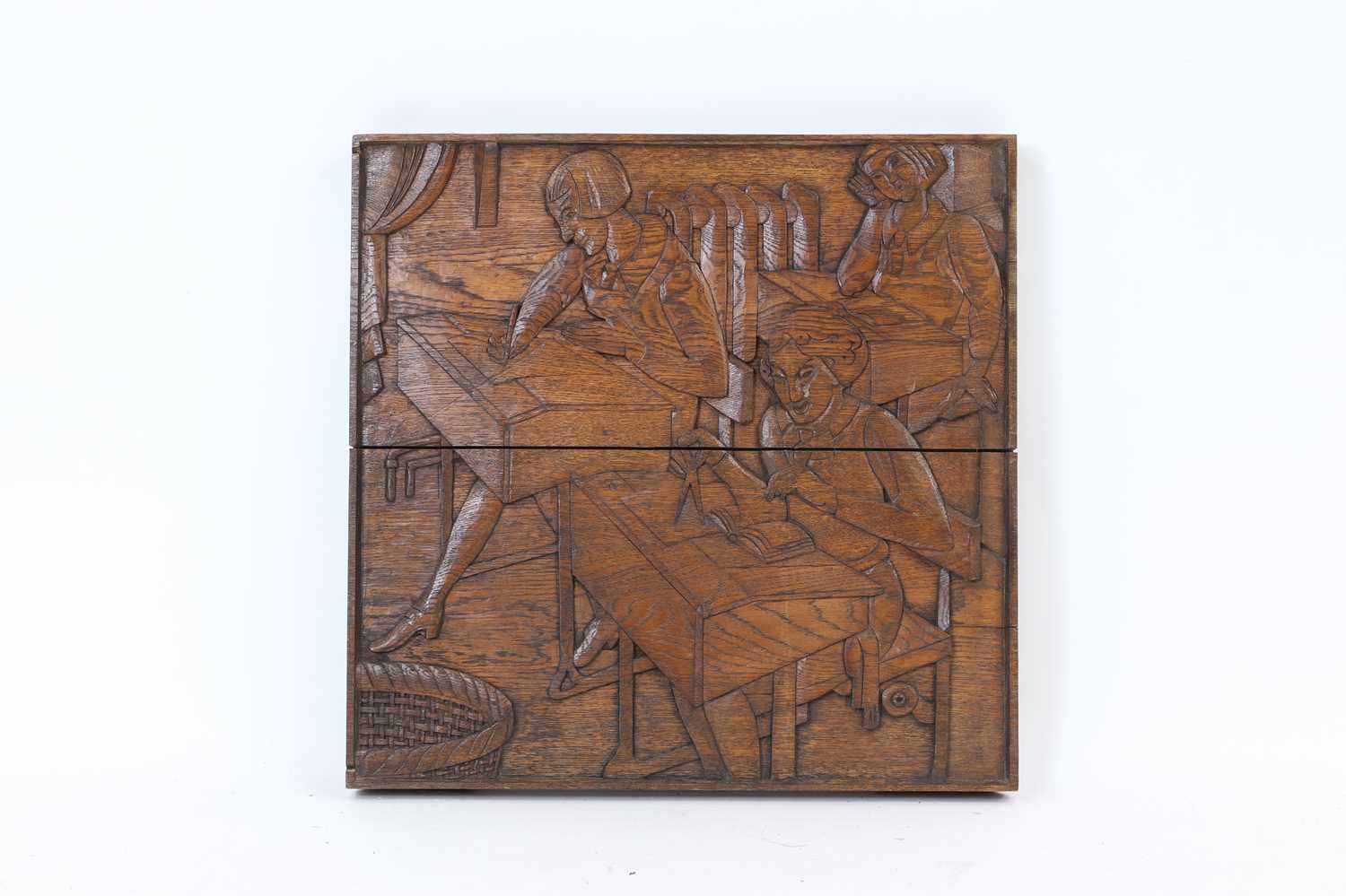 Lot 117 - A carved oak panel