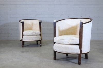 Lot 161 - A pair of French Art Deco Macassar and ivory tub chairs