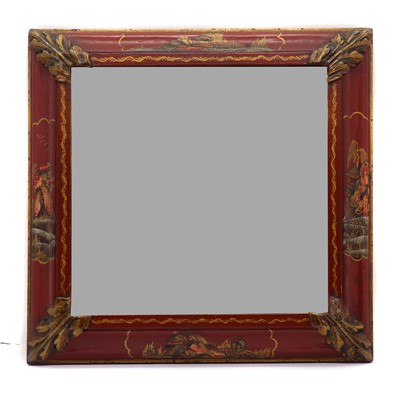 Lot 364 - A Queen Anne style lacquered mirror