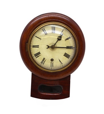 Lot 216 - A drop dial mahogany wall timepiece
