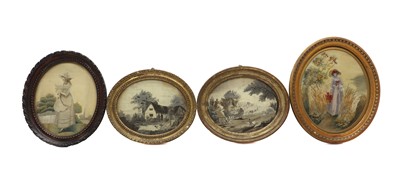 Lot 252 - A group of four Regency silkwork pictures