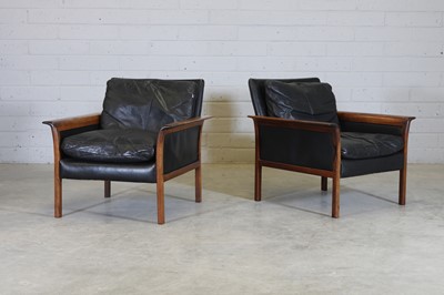 Lot 230 - A pair of Danish rosewood and leather chairs
