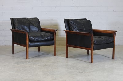 Lot 230 - A pair of Danish rosewood and leather chairs