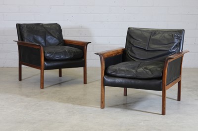 Lot 230 - A pair of Danish rosewood and leather chairs