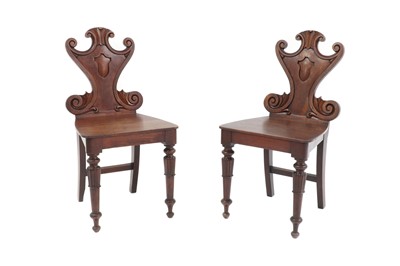 Lot 227 - A pair of William IV mahogany hall chairs