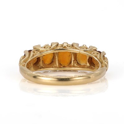 Lot 79 - An 18ct gold five stone citrine ring