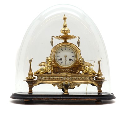 Lot 214 - A French ormolu mantel clock