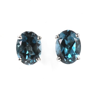 Lot 100 - A pair of silver London blue topaz stud earrings