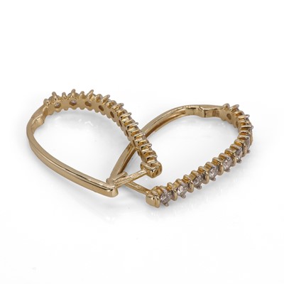 Lot 56 - A pair of 9ct gold diamond bar hoop earrings
