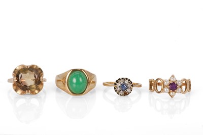 Lot 201 - A group of gemstone set gold rings