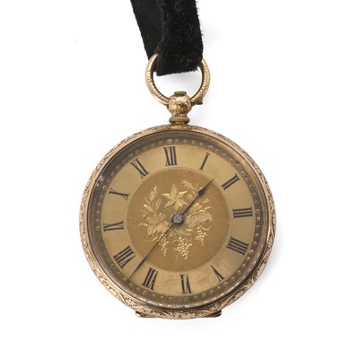 Lot 284 - A gold key wind open faced pocket watch