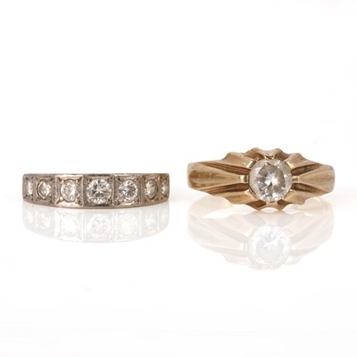 Lot 163 - A gold diamond ring and a 9ct gold cubic zirconia ring