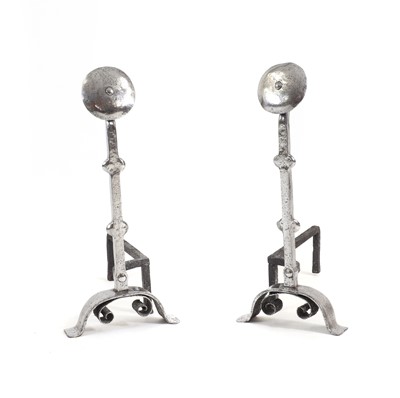 Lot 339 - A pair of steel andirons