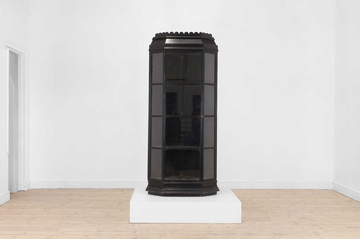 Lot 9 - An Aesthetic Period ebonised and glazed wooden corner cabinet